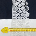 Polyester Knitted Guipure White Crochet Lace Border Fabric